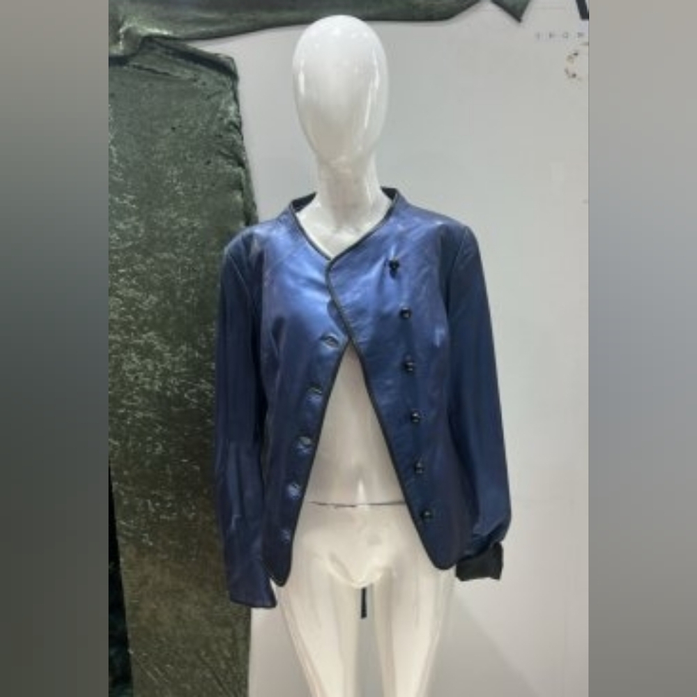 Ottimo Leather Navy Button-Up Jacket